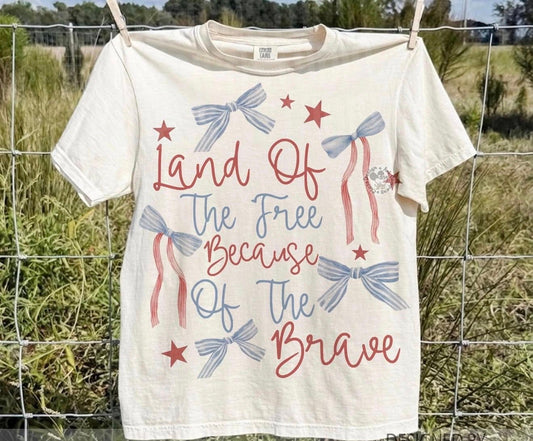 Land of the free because of the brave ❤️ - T SHIRT - (GILDAN/RABBIT SKINS)-051925lw