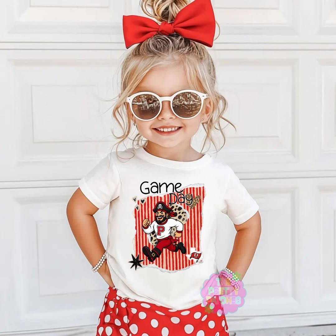 VARSITY MASCOT (DEWEYVILLE PIRATES) - T SHIRT - (GILDAN/RABBIT SKINS)-051925LW