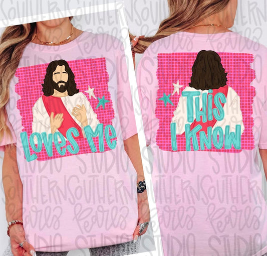 Jesus Loves Me This I know 💙FULL FRONT & FULL BACK IMAGE - T SHIRT - (GILDAN/JEREEZ/LAT)- 051926LW