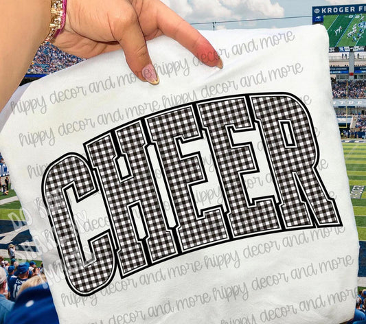B&W Gingham Cheer - T SHIRT - (GILDAN/JERZEE)-052625LW