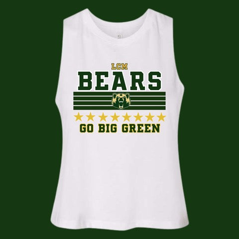 GO BIG GREEN (LCM BEARS) - RACERBACK CROP TANK- (BELLA) 052626LW