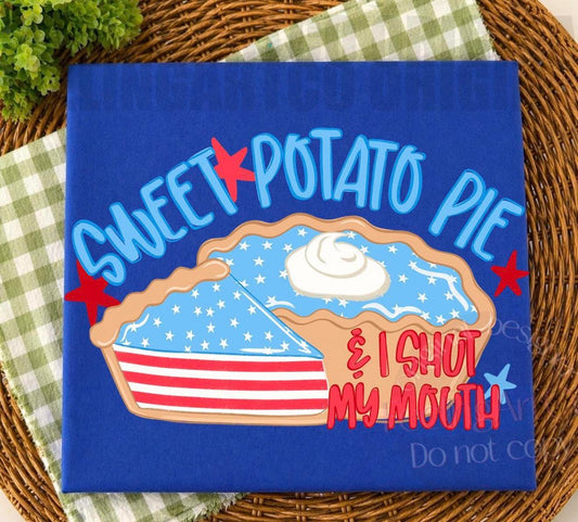 Sweet Potato 🥧 & I Shut My Mouth ❤️💙- T SHIRT - (GILDAN/RABBIT SKINS)-052926lw