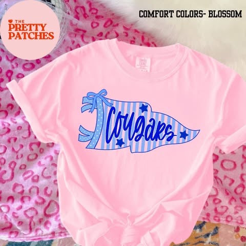 Stripes & Polka Dot Pennant Flag Game Day (COUGARS) - T-SHIRT - (GILDAN) 071526LW