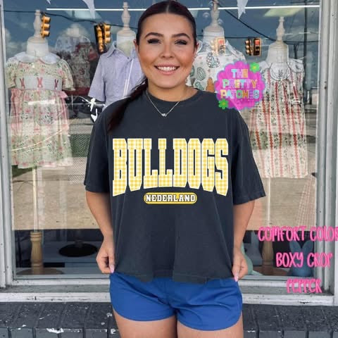 GINGHAM NEDERLAND BULLDOGS   - T SHIRT- (Comfort Color/Bella)-060426LW