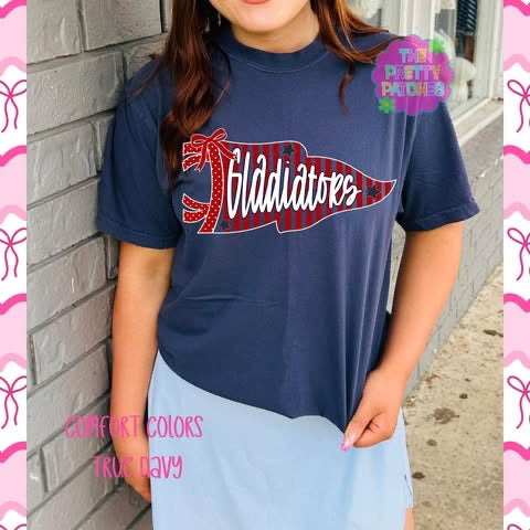Stripes & Polka Dot Pennant Flag Game Day (GLADIATORS) - T-SHIRT - (COMFORT COLOR) 071726LW