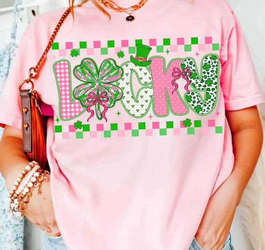 PINK LUCK- TSHIRT- (GILDAN/JERZZEE)