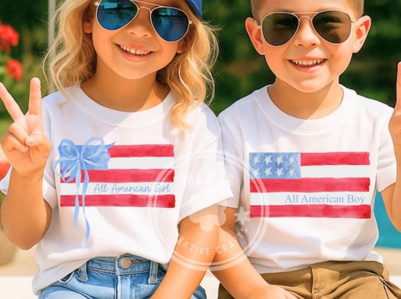 All American Girl / Boy   - T SHIRT- (Comfort Color/Bella)-060626LW