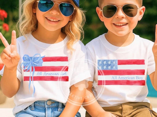 All American Girl / Boy   - T SHIRT- (GILDAN)-061526br