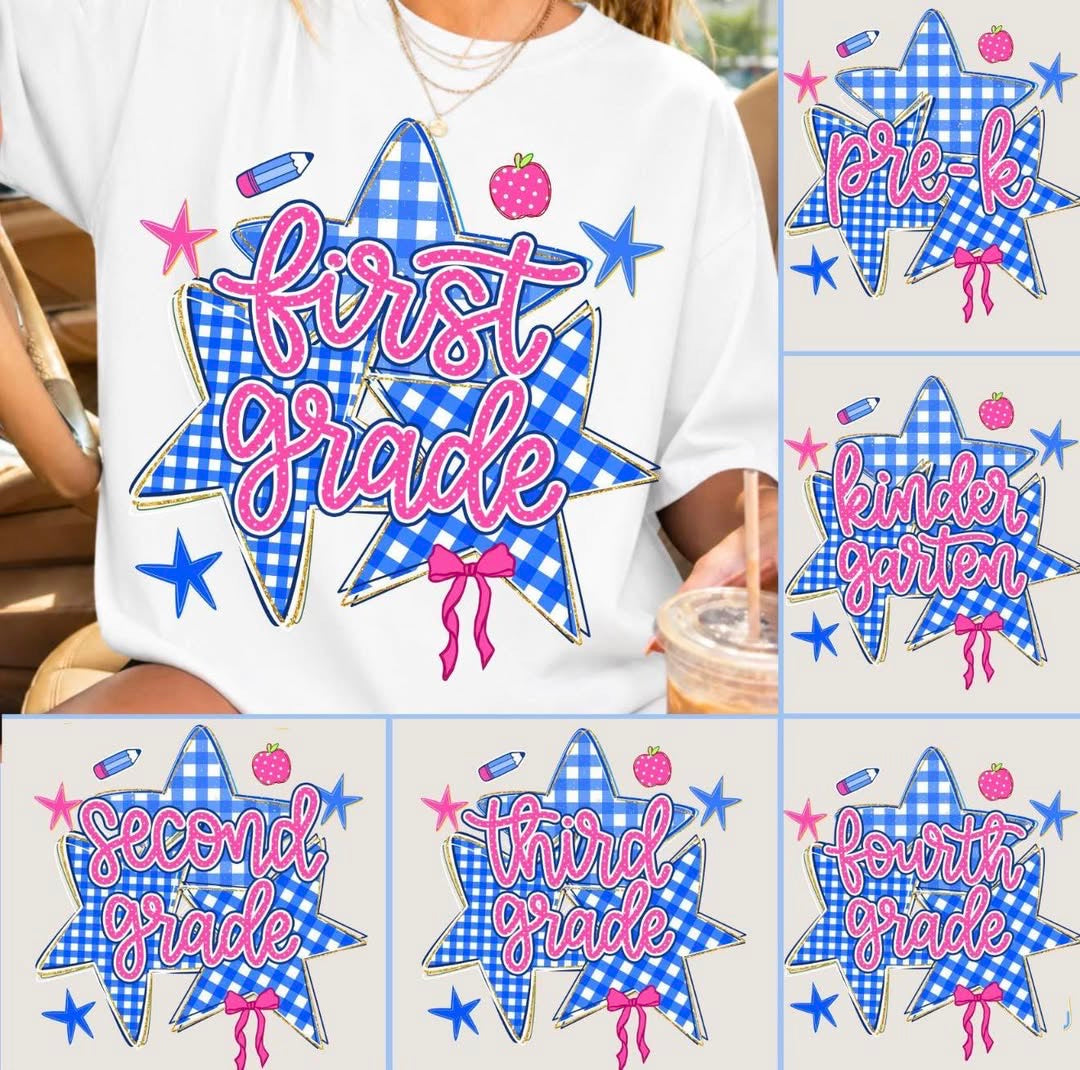 Gingham Star Grade  - T SHIRT - (GILDAN/RABBIT SKINS)-060826LW