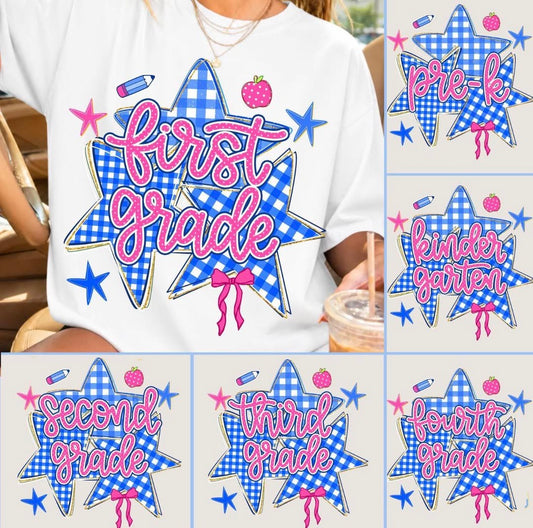 Gingham Star Grade  - T SHIRT - (GILDAN/RABBIT SKINS)-061526br