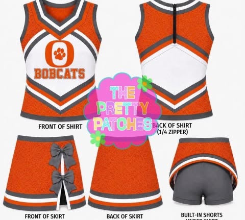 ORANGEFIELD BOBCATS GLITTER CHEER UNIFORM (PREORDER) 060826LW