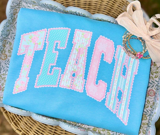 Floral Girly Teach 💙🩷 - T SHIRT - (GILDAN/JERZEES)