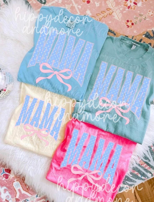 Polka Dot Mama With Bow-T SHIRT - (GILDAN/JERZEES)
