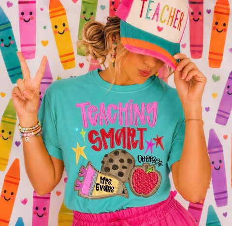 Teaching Smart Cookies 🍪 with Name - T SHIRT - (COMFORT COLOR/BELLA) 062426lw