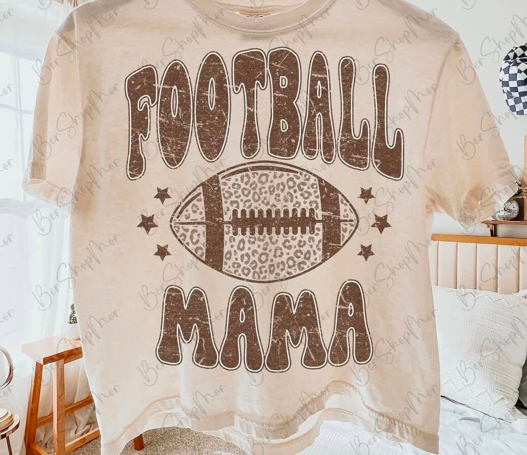 Cheetah Football Mama  - T-SHIRT - (COMFORT COLOR/BELLA) 070129lw