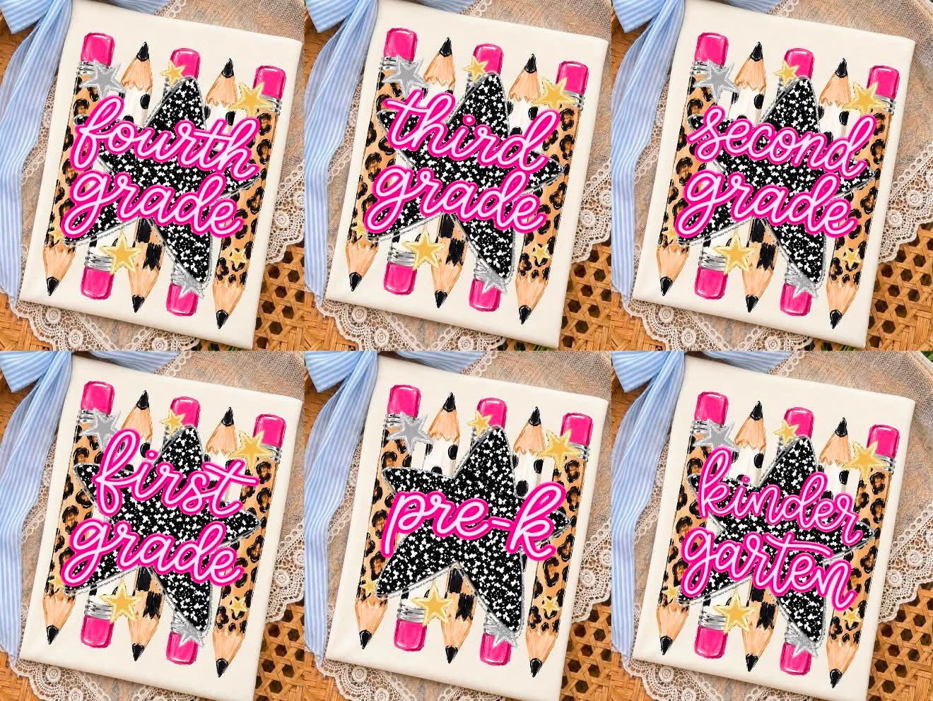 Cheetah Pencils with Grade   - T-SHIRT - (COMFORT COLOR/BELLA) 070229lw