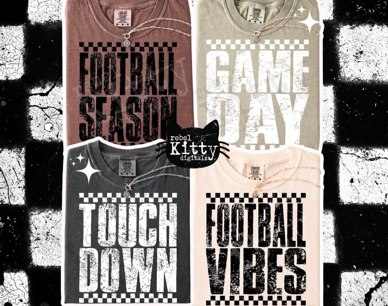 Checkered Football Bundle- T-SHIRT - (COMFORT COLOR/BELLA) 070626lw