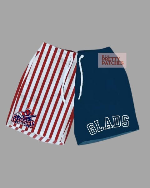 GLADS Half NAVY/ Half RED & WHITE Stripe with Mascot & Wording (YOUTH) - PRE ORDER 072226LW