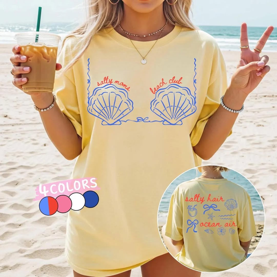 Salty Moms Beach Club 🐚 (FRONT AND BACK IMAGE) - BOXY TEE - (COMFORT COLOR/BELLA)041726LW