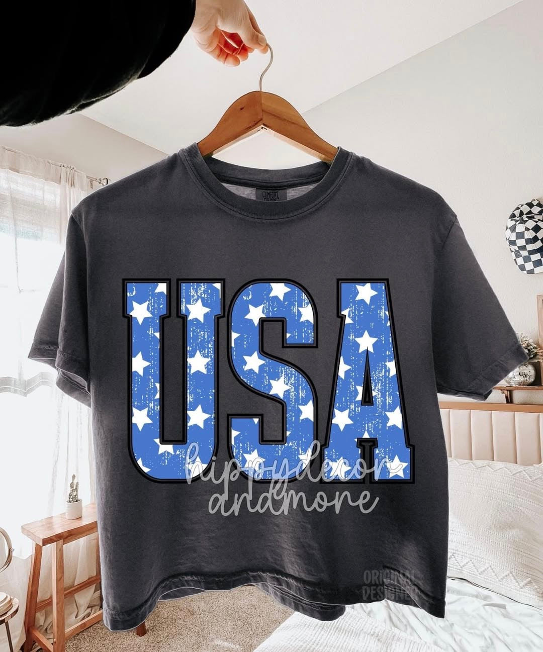 U S A 💙-boxy tee - (COMFORT COLOR)