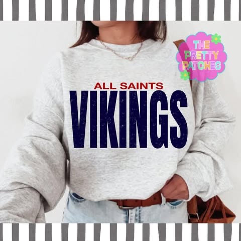 OVERSIZED DISTRESSED (ALL SAINTS VIKINGS)- SWEATSHIRT - (GILDAN/JERZEE) 072726LW