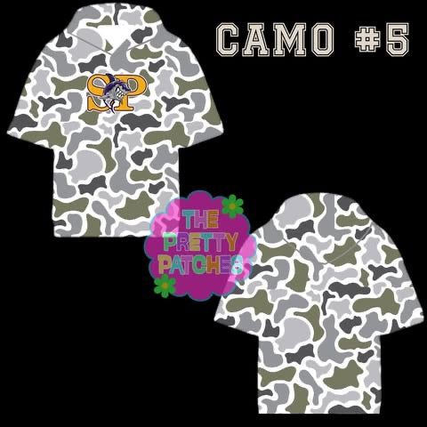 Camo Hooded Tees SABINE PASS SHARKS -ADULT - PREORDER HAPPY DAYS- 072726LW