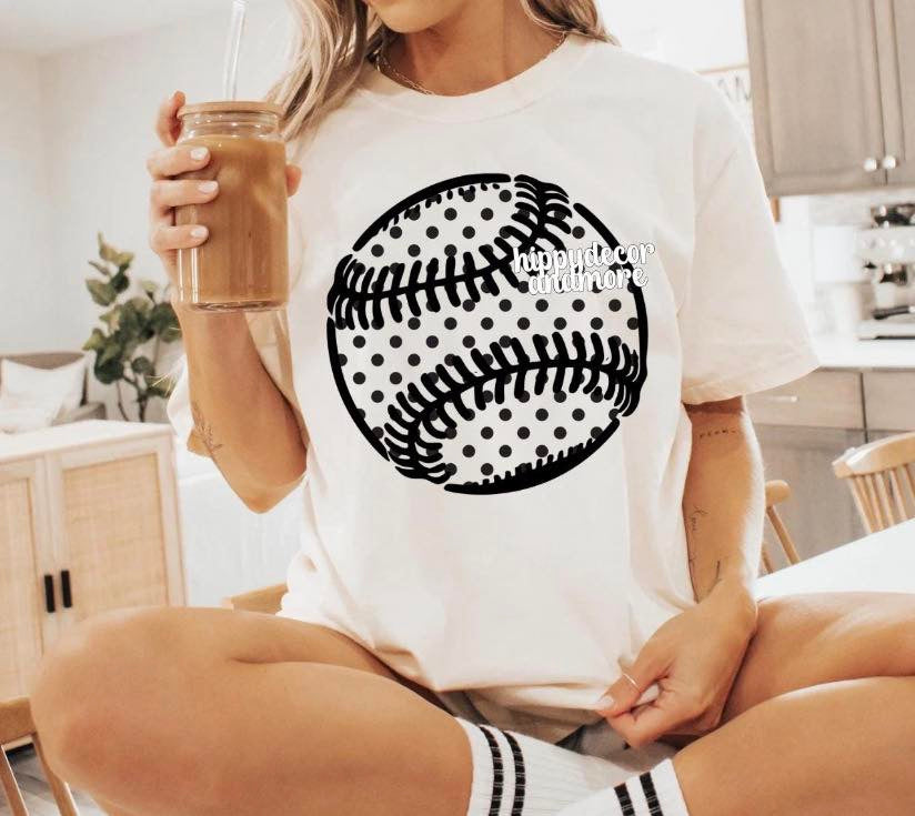 Polka Dot Baseball/Softball 🥎⚾️ - TSHIRT- (COMFORT COLOR/BELLA)