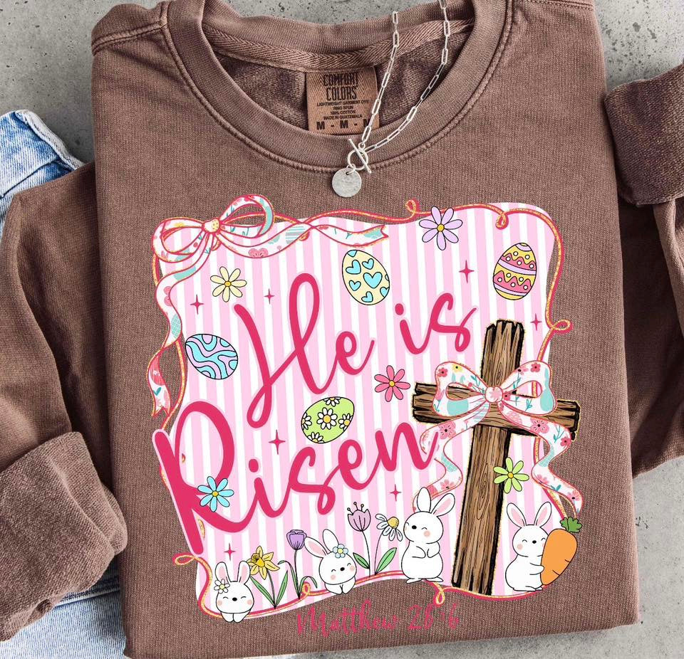 He Is Risen 🐰 - TSHIRT- (COMFORT COLOR/BELLA)