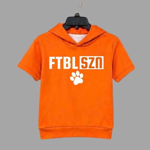 ORANGE Hooded Tees -FTBL SZN W PAW (WHITE FONT)- YOUTH - PREORDER-090226LW