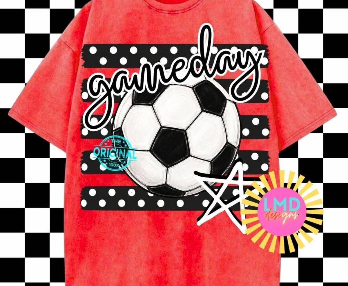 POLKA DOT SOCCER GAME DAY 911263 -T SHIRT- (COMFORT COLOR) 091326LW