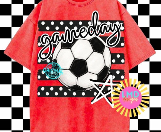 POLKA DOT SOCCER GAME DAY 911263 -T SHIRT- (COMFORT COLOR) 091326LW