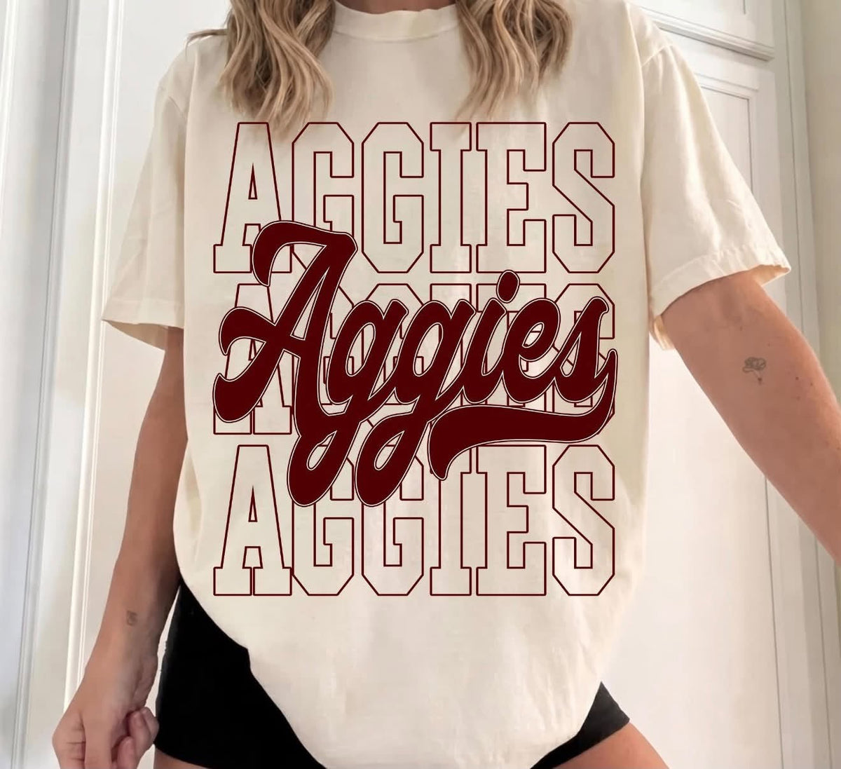 AGGIES STACKED 918261--T SHIRT-------- (GILDAN) 091926lw