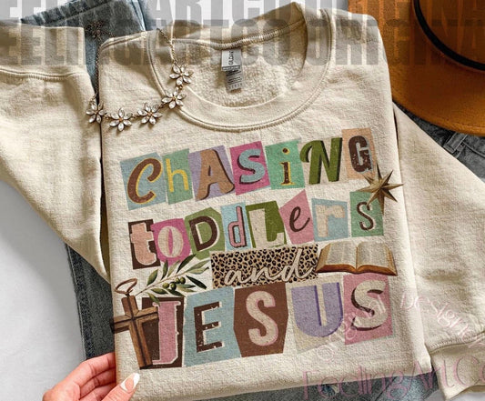 Chasing Toddlers & Jesus 🤎- TSHIRT- (COMFORT COLORS/BELLA)