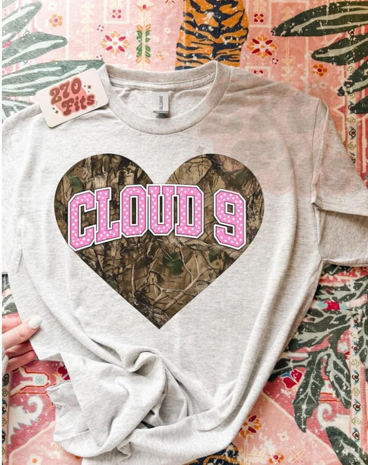 CAMO CLOUD 9 🤎💚🩷 TSHIRT- (GILDAN/JERZZE)