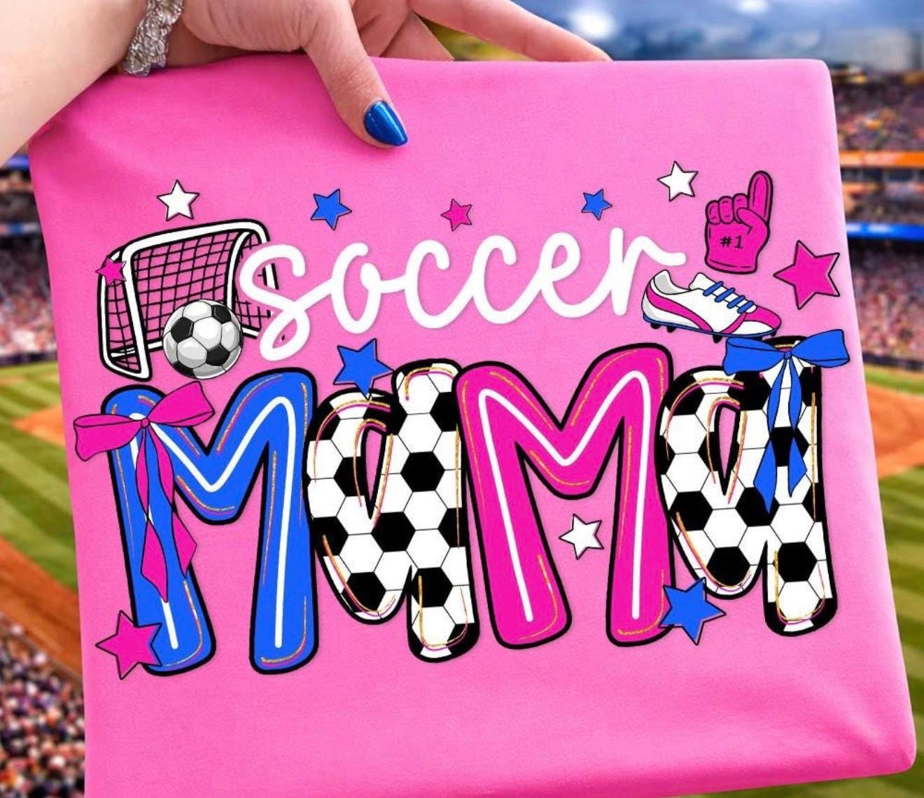 Soccer Mama ⚽️🩷💙- TSHIRT- (GILDAN/JERZEE)