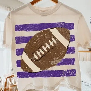 Football & Stripes -T SHIRT - (Comfort Color)-062426LW