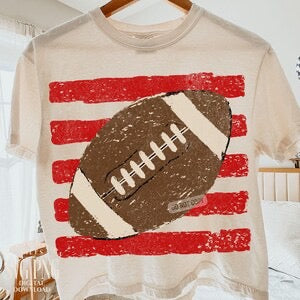 Football & Stripes -T SHIRT - (Comfort Color)-062426LW