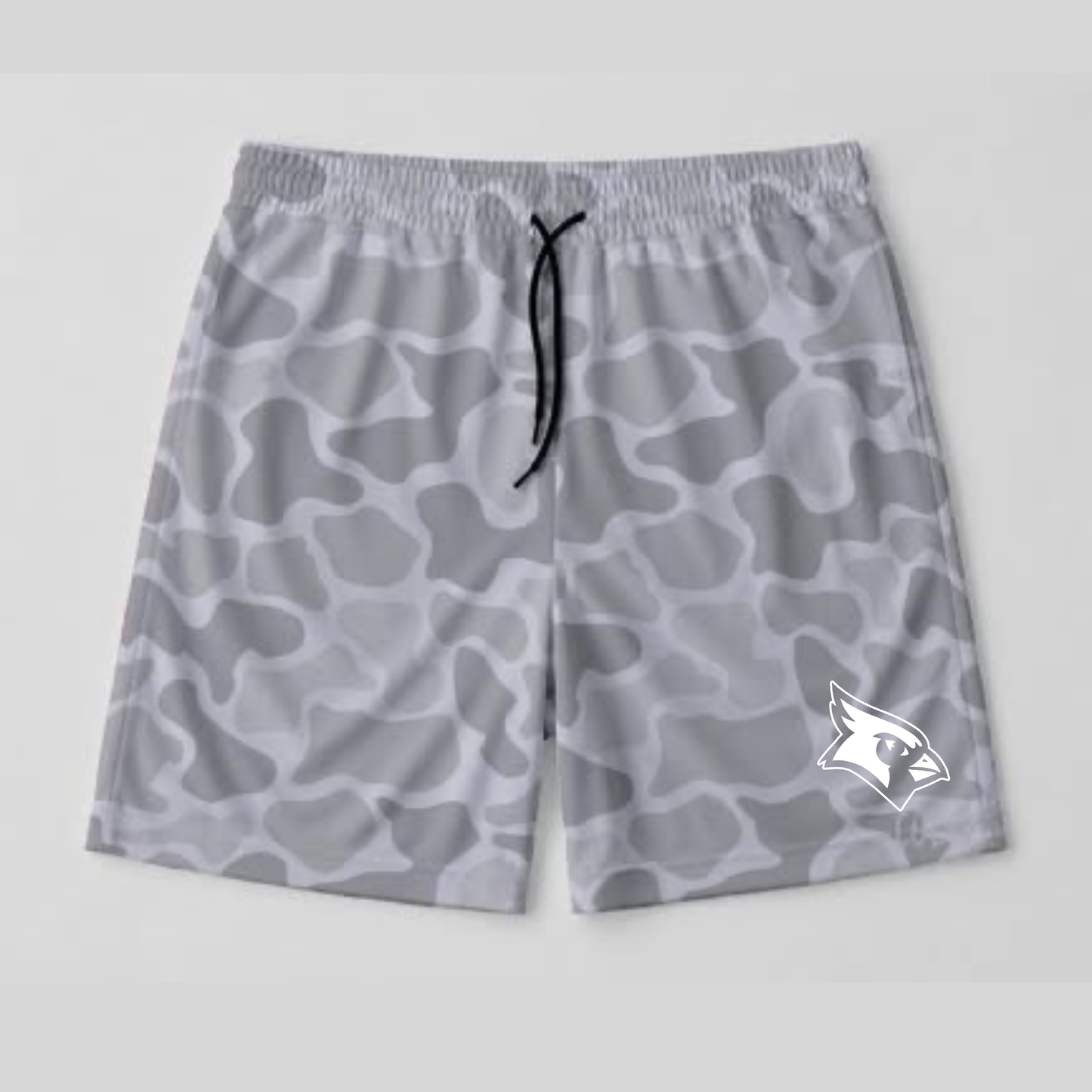 WHITE/ GREY GHOST CAMO SHORTS (NEW LOGO WHITE CARDINAL HEAD ) YOUTH - PREORDER 071026LW