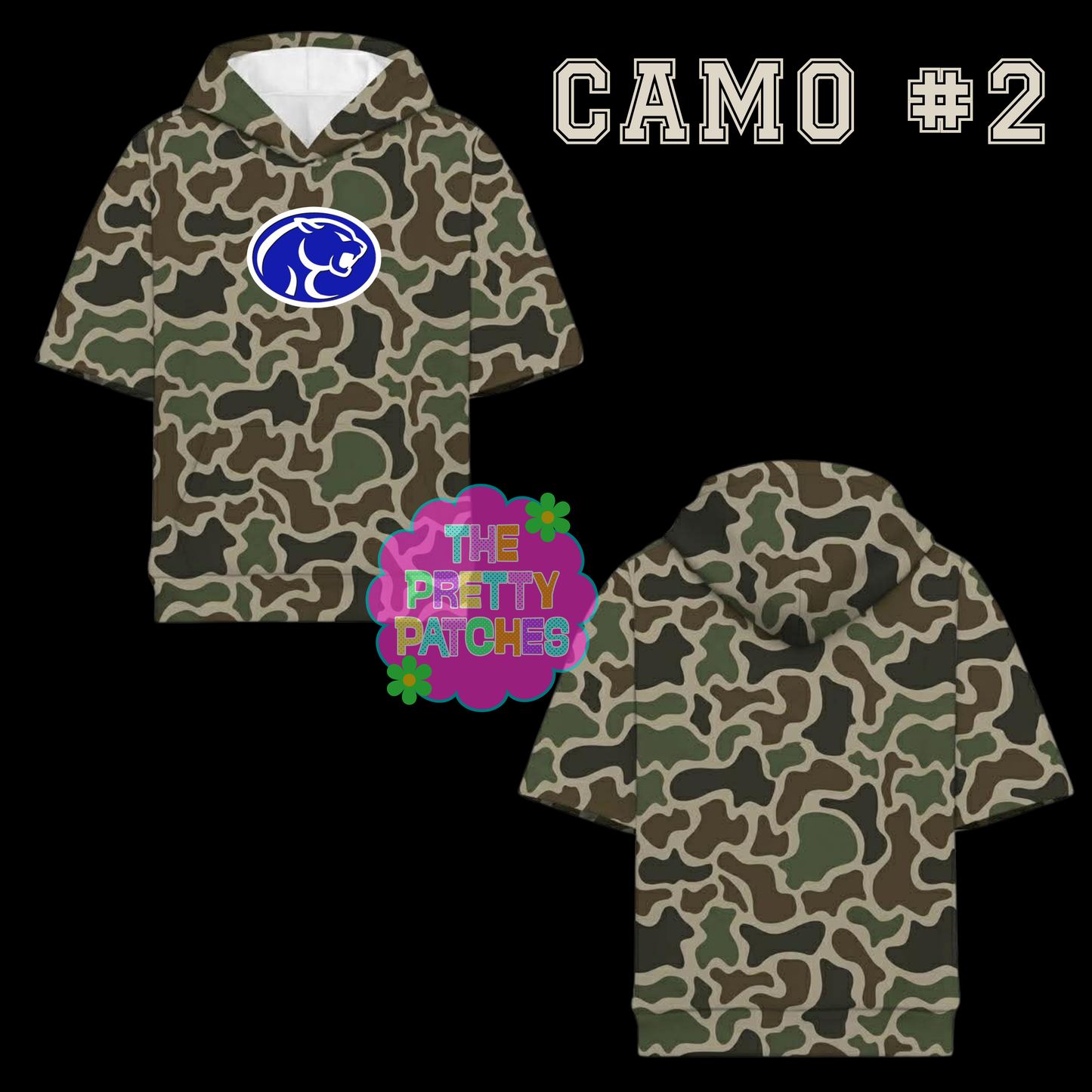 Camo Hooded Tees-BUNA COUGARS BASEBALL-YOUTH - PREORDER (HAPPY DAYS)