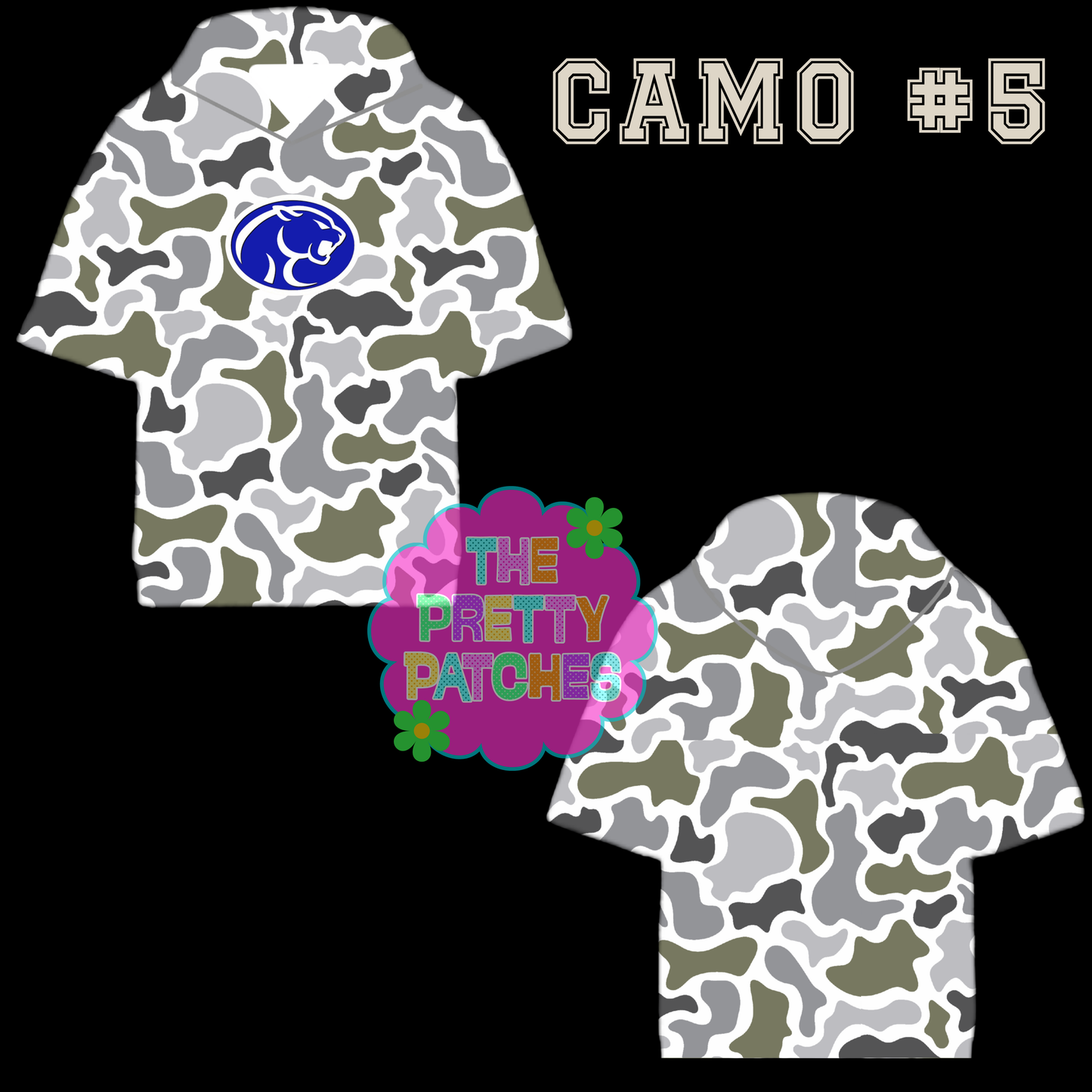 Camo Hooded Tees-BUNA COUGARS BASEBALL-YOUTH - PREORDER (HAPPY DAYS)