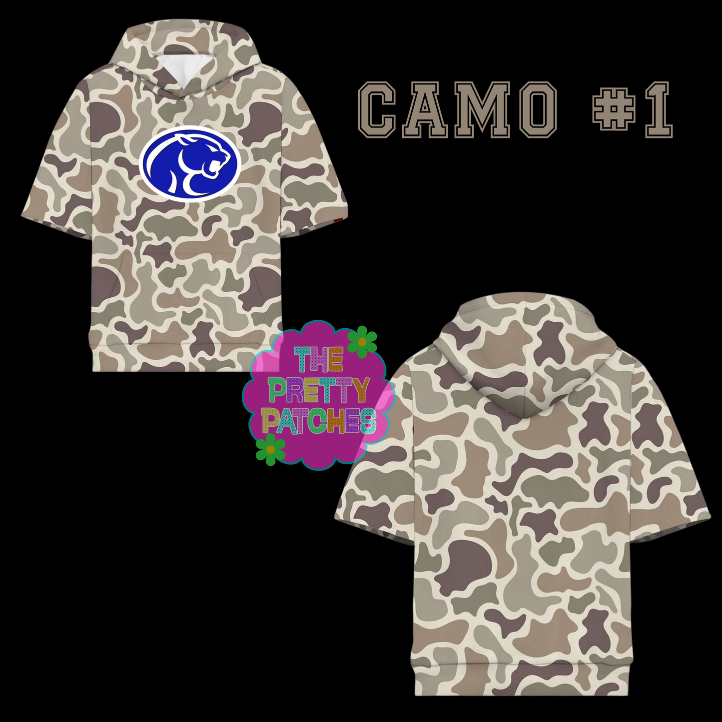 Camo Hooded Tees-BUNA COUGARS BASEBALL-YOUTH - PREORDER (HAPPY DAYS)