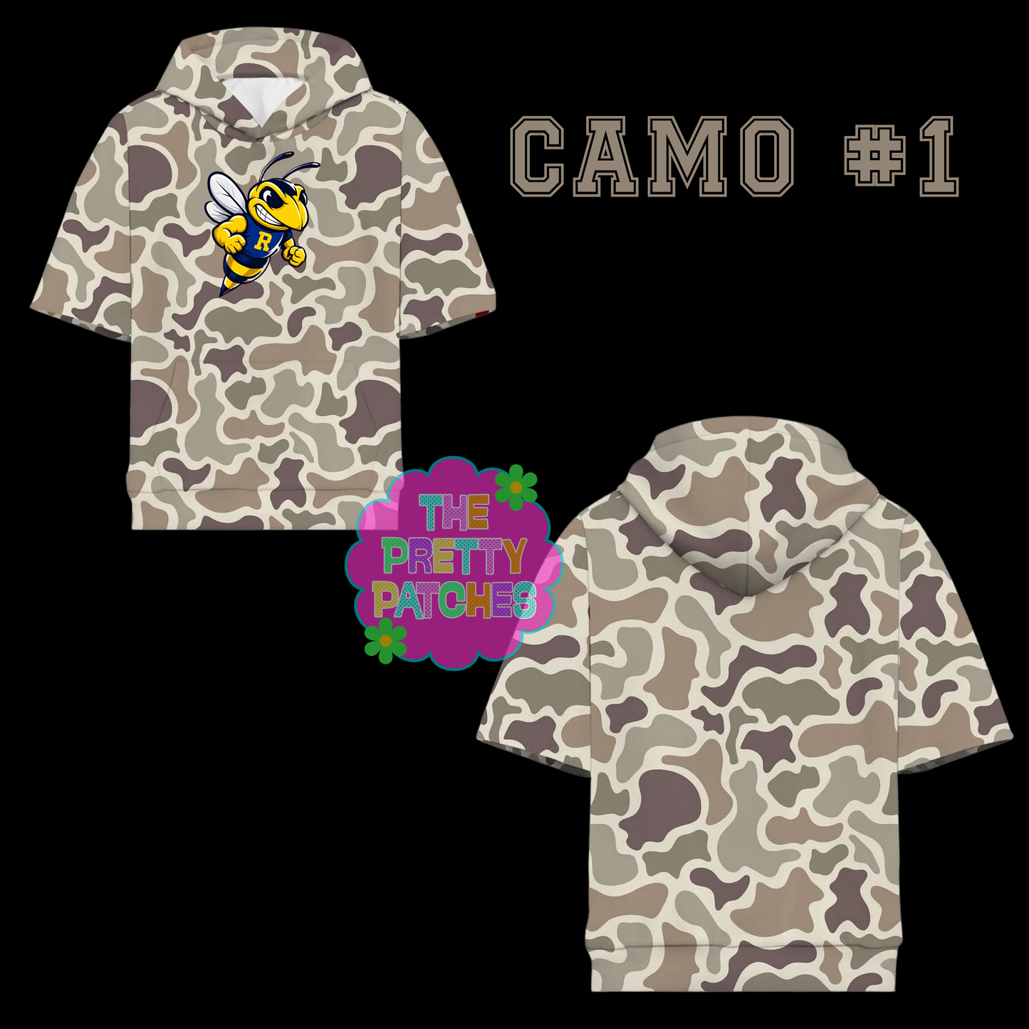 Camo Hooded Tees- (RICARDO YELLOWJACKETS)- YOUTH - PREORDER- HAPPY DAYS- 090426br