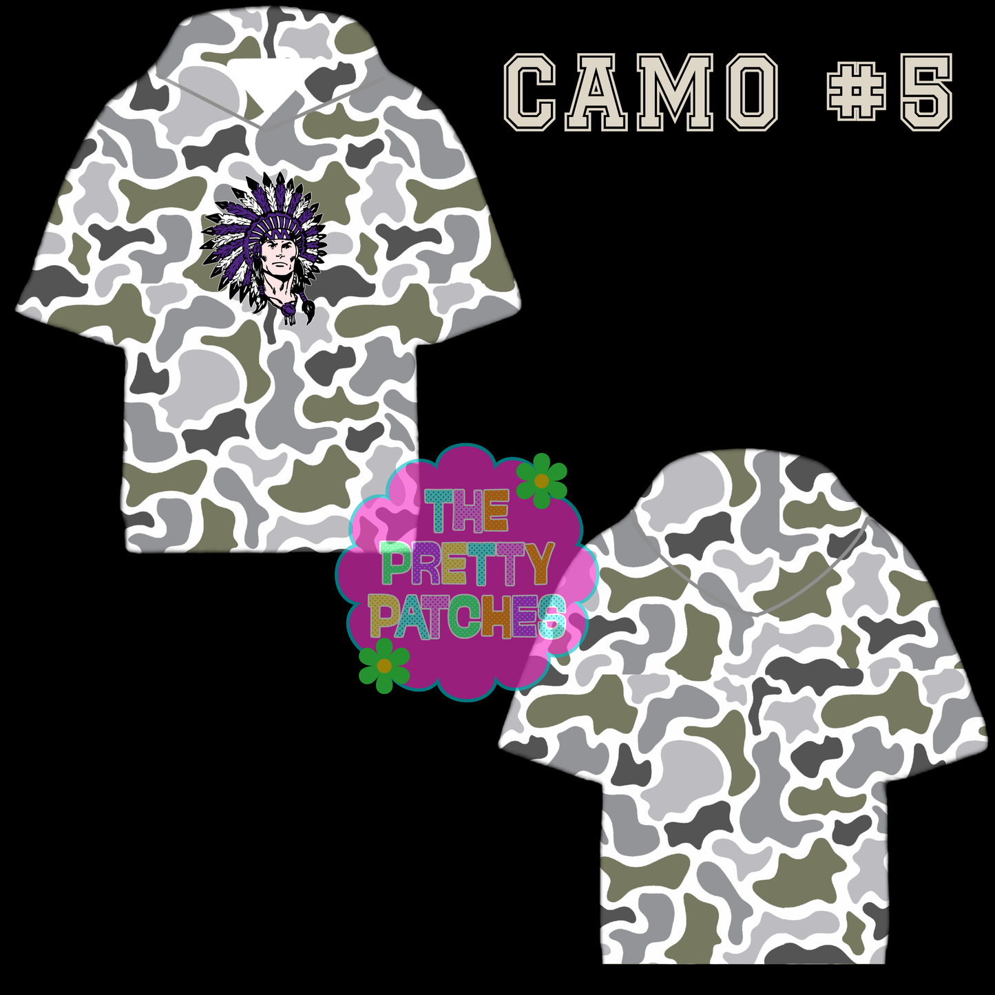 Camo Hooded Tees-PNG INDIANS-ADULT - PREORDER (HAPPY DAYS)