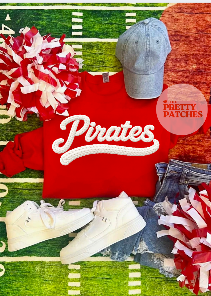 Pirates Faux Crochet (white wording)- SWEATSHIRT- (GILDAN/JERZEES)