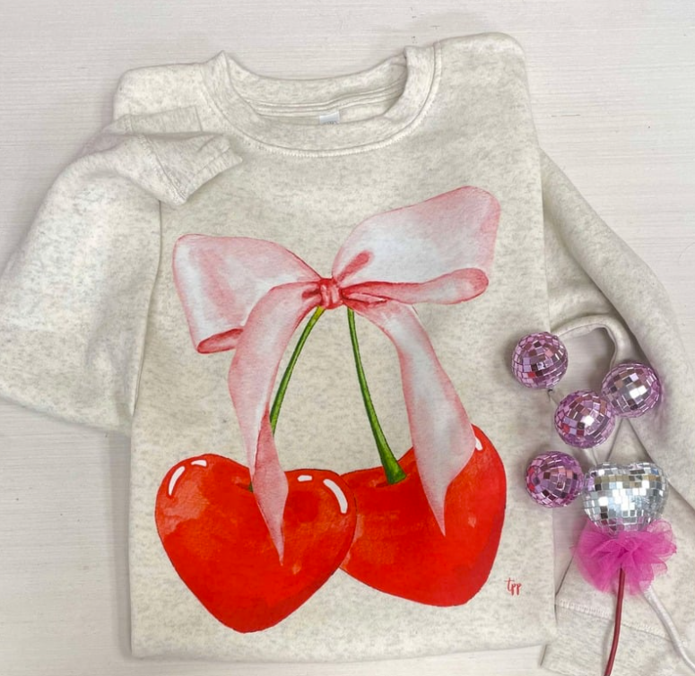 Cherry Hearts and bows  - TSHIRT- (COMFORT COLOR/BELLA)