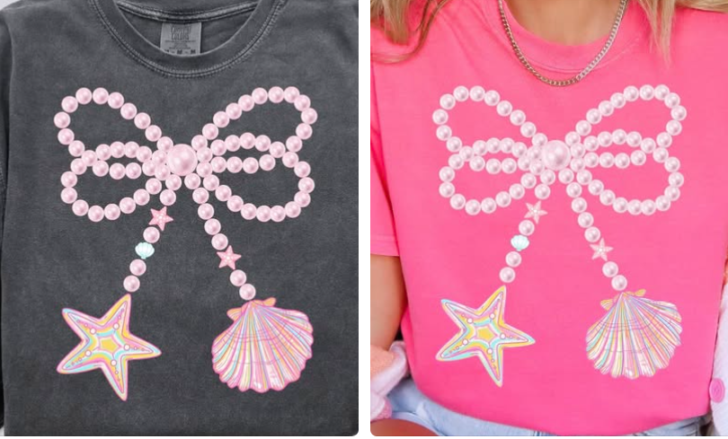 Seashell Pearl Bow 💕 - T-SHIRT - (GILDAN/JERZEES)061226br