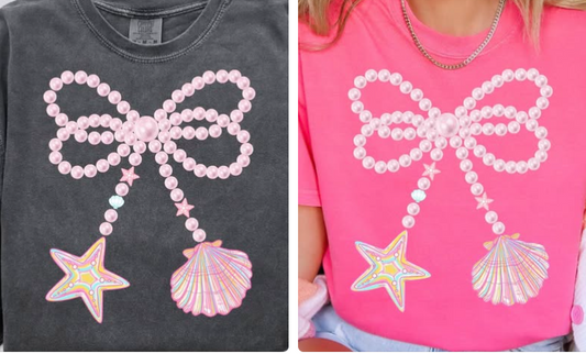 Seashell Pearl Bow 💕 - T-SHIRT - (GILDAN/JERZEES)041826br