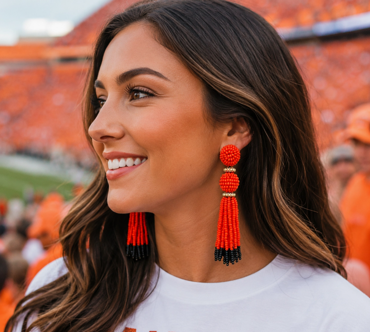 Gameday Beaded Tassel Earrings 073126AS