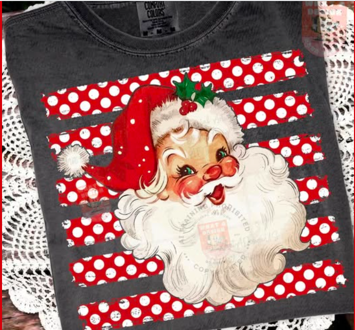 Polka Dot Stripes with Santa 🎅🏼 -T SHIRT- (gildan) 082726br