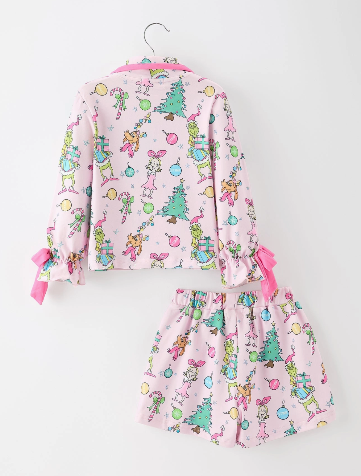 Christmas Girls Holiday Figure Bow Pajama Set- 092426AS